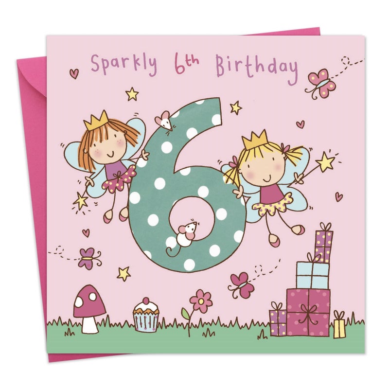 Twizler 6th Birthday Card Girl Fairy Princess â€“ Age 6 Birthday Card â€“Girls Birthday Card Age 6 â€“Happy Birthday Card 6 Year Old Girl -Childrens Birthday Cards â€“Happy Birthday Card Girl â€“Card Age 6 Girl - Image 1